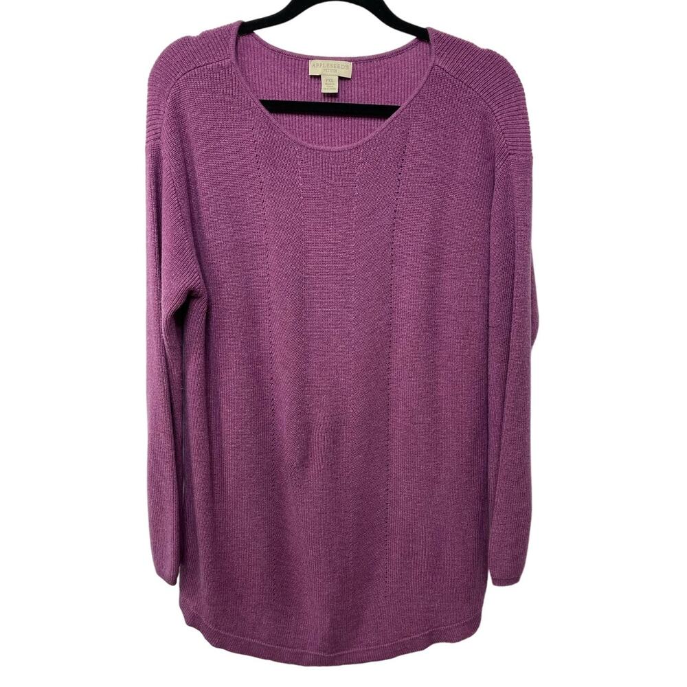Appleseed's Sweater Long Sleeve‎ Scoop Neck Purple Womens Petites PXL Cozycore